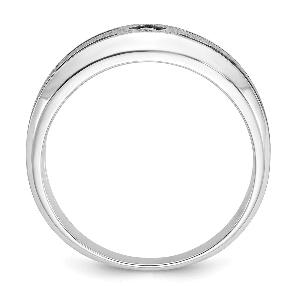 14k White Gold with Black Rhodium IBGoodman Men's Satin 1/20 carat Diamond Complete Ring