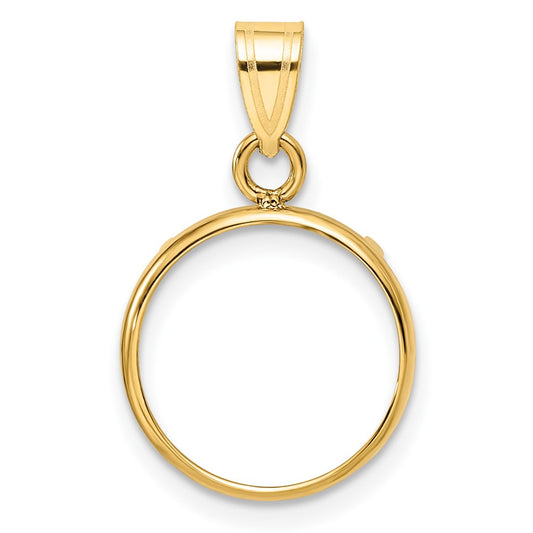 Wideband Distinguished Coin Jewelry 14k Polished 13.0mm Prong Coin Bezel Pendant