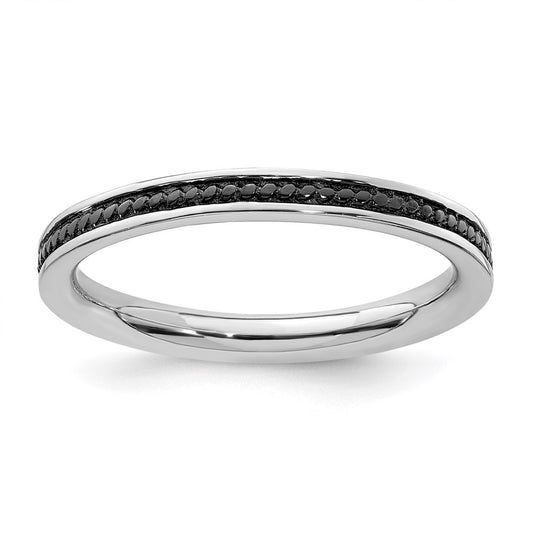 Sterling Silver Stackable Expressions Black-plated Channeled Ring Size -8