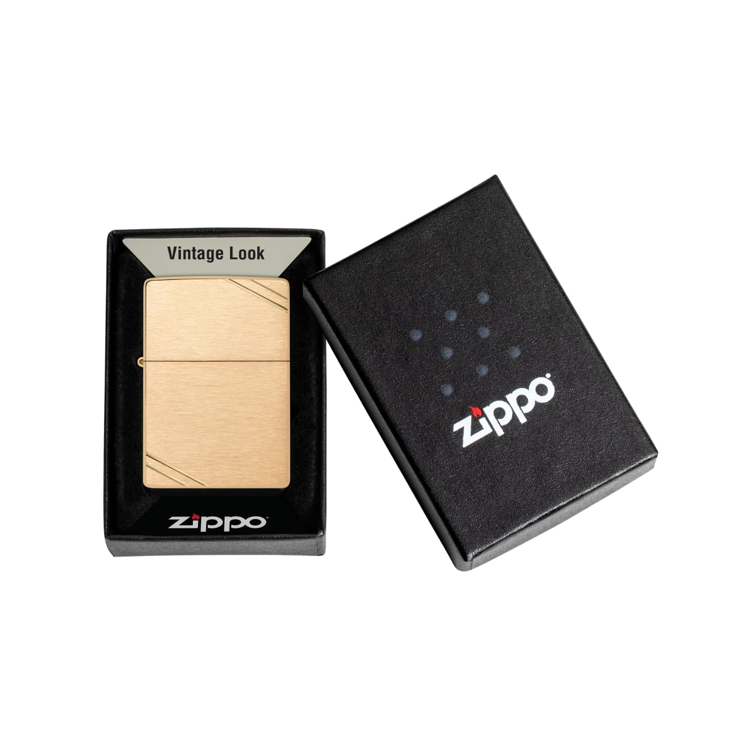 Zippo Vintage Brushed Brass with Slashes Pocket Lighter