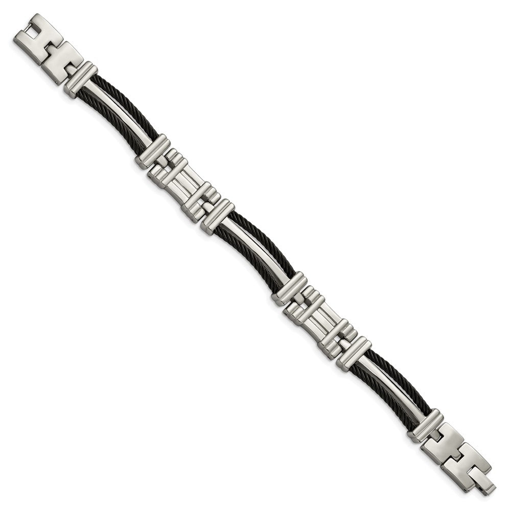 Titanium Polished Black IP-plated 8.5in Bracelet 8.5 inches