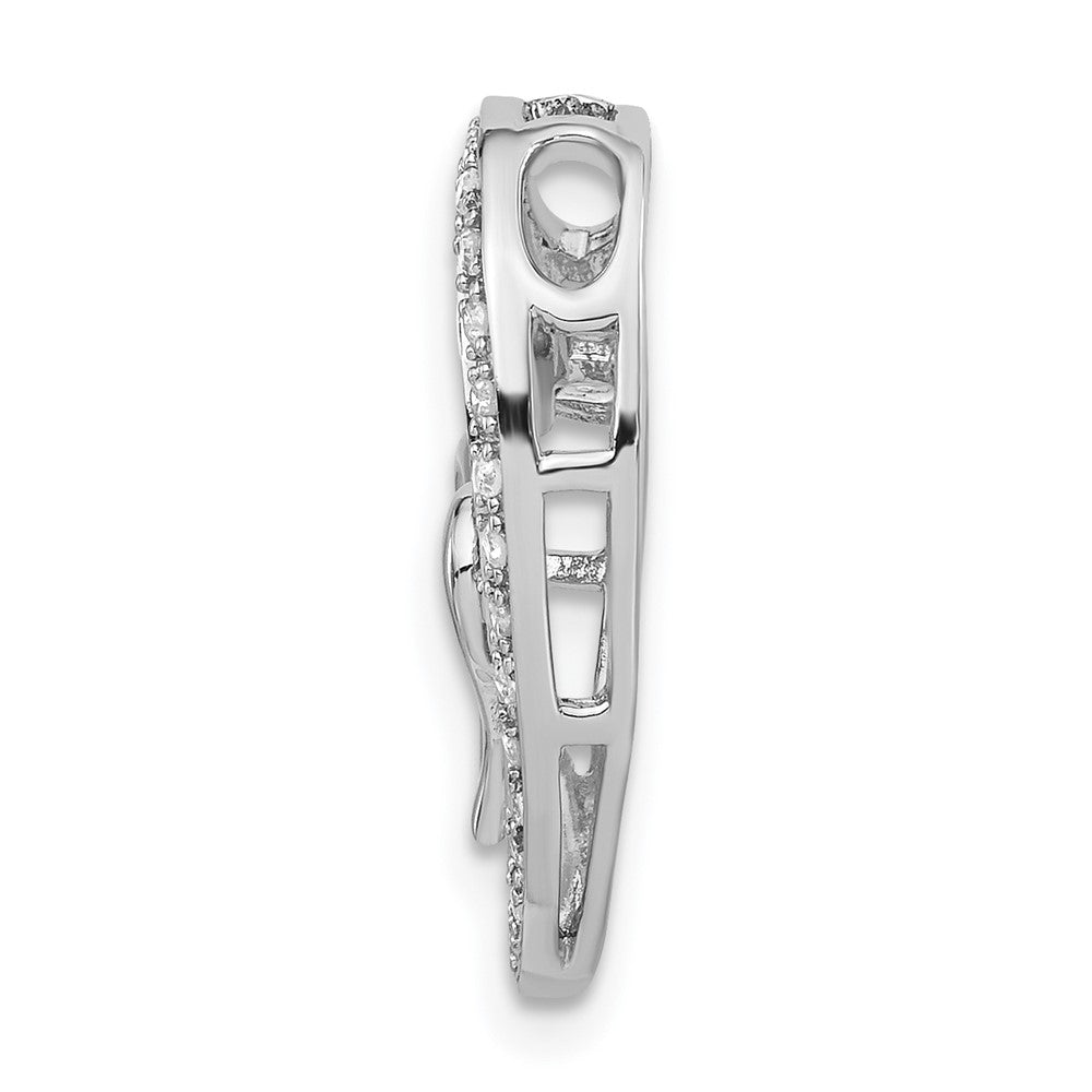 Sterling Silver Polished Diamond Double Heart Pendant