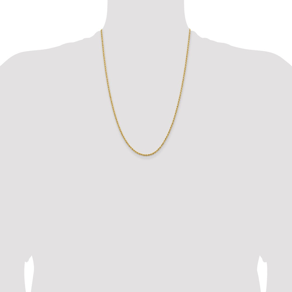 14k 2mm Lightweight D/C Rope with Lobster Clasp Chain