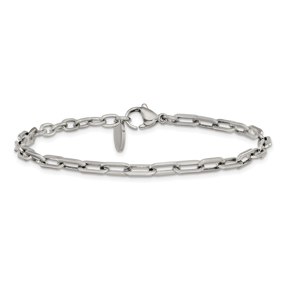Chisel Stainless Steel Polished 6.5 inch Plus a 1.5 inch Extension Paperclip Chain Link Bracelet 6.5 inches