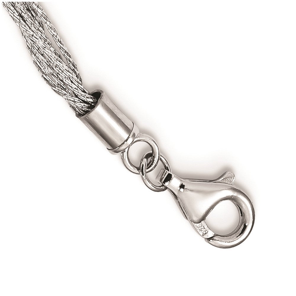 Sterling Silver Rhodium-plated 8-10mm White Semi-Round Freshwater Cultured Pearl Multi Strand 18 inch Necklace 18 Inches