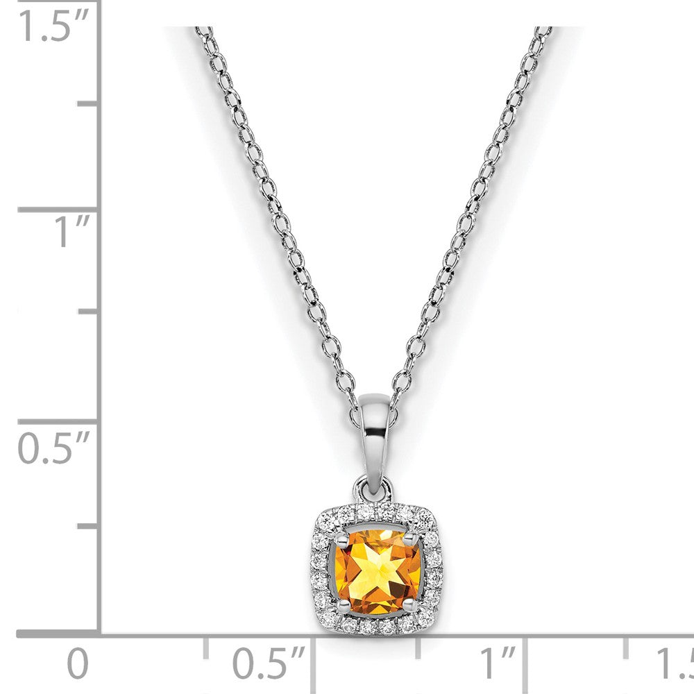 SS ANT Citrine and Diamond Pendant w/ chain