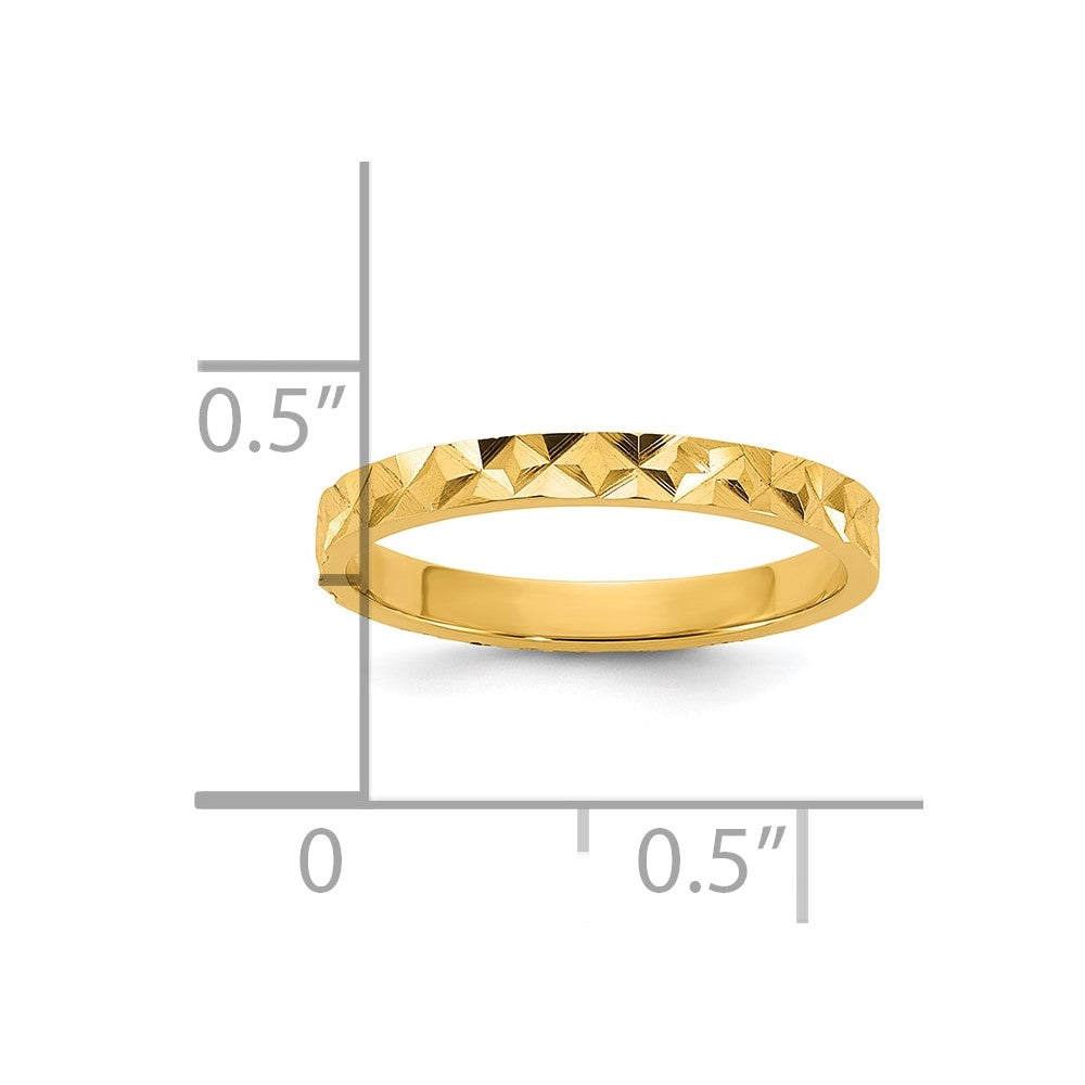 10K Diamond-cut Design 2mm Flat Band Size 3 Baby / Children's Ring