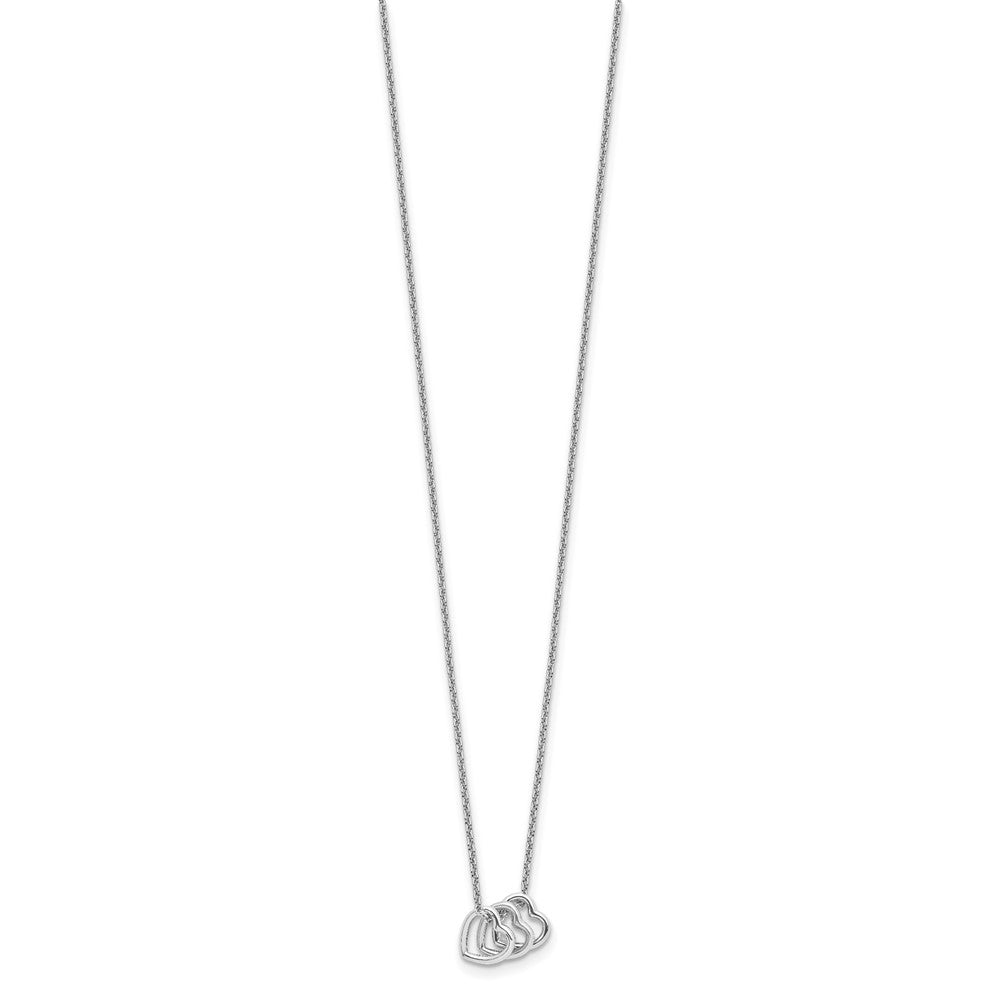 Sterling Silver Rhodium-plated 18in Hearts Necklace 18 Inches