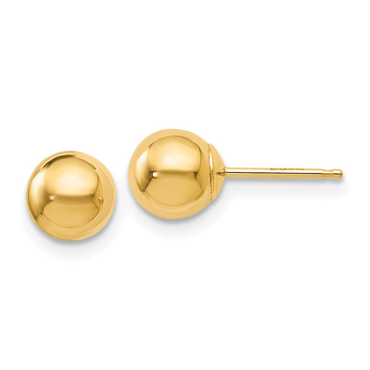 14K Polished 6mm Ball Post Earrings