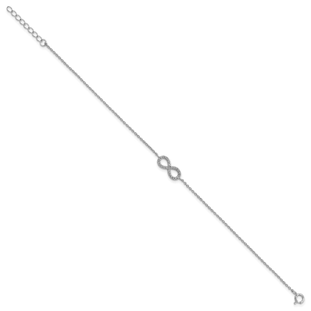 Cheryl M Sterling Silver Rhodium-plated Brilliant-cut CZ Infinity 7 Inch Bracelet with 1 Inch Extender 8 inches
