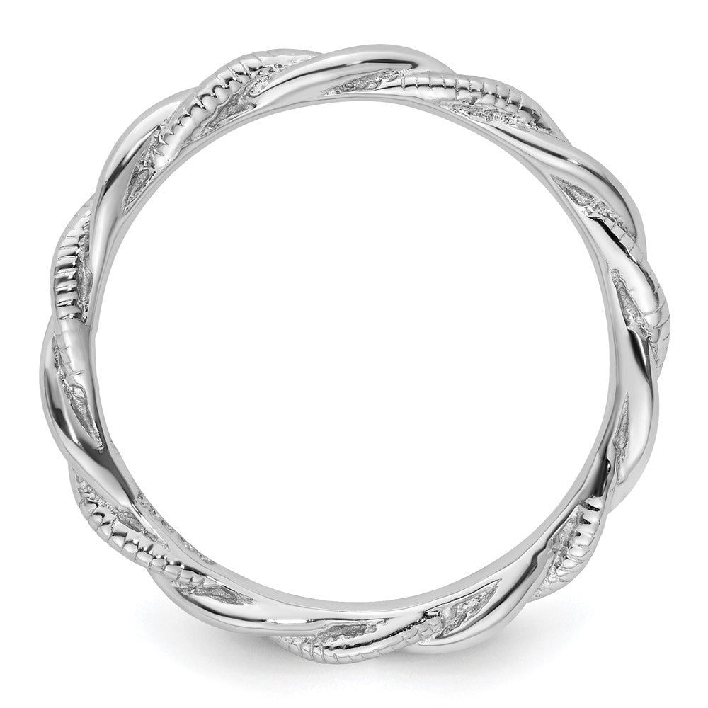 Sterling Silver Stackable Expressions Rhodium-plated Twist Ring Size -9