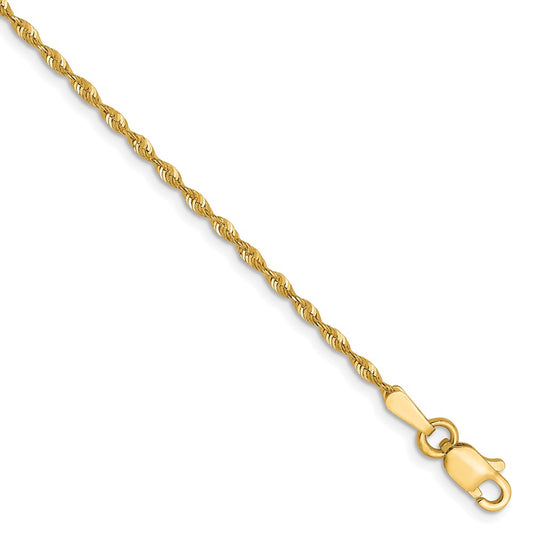 10K 1.5mm Diamond-Cut Lightweight Rope Chain 7  inches