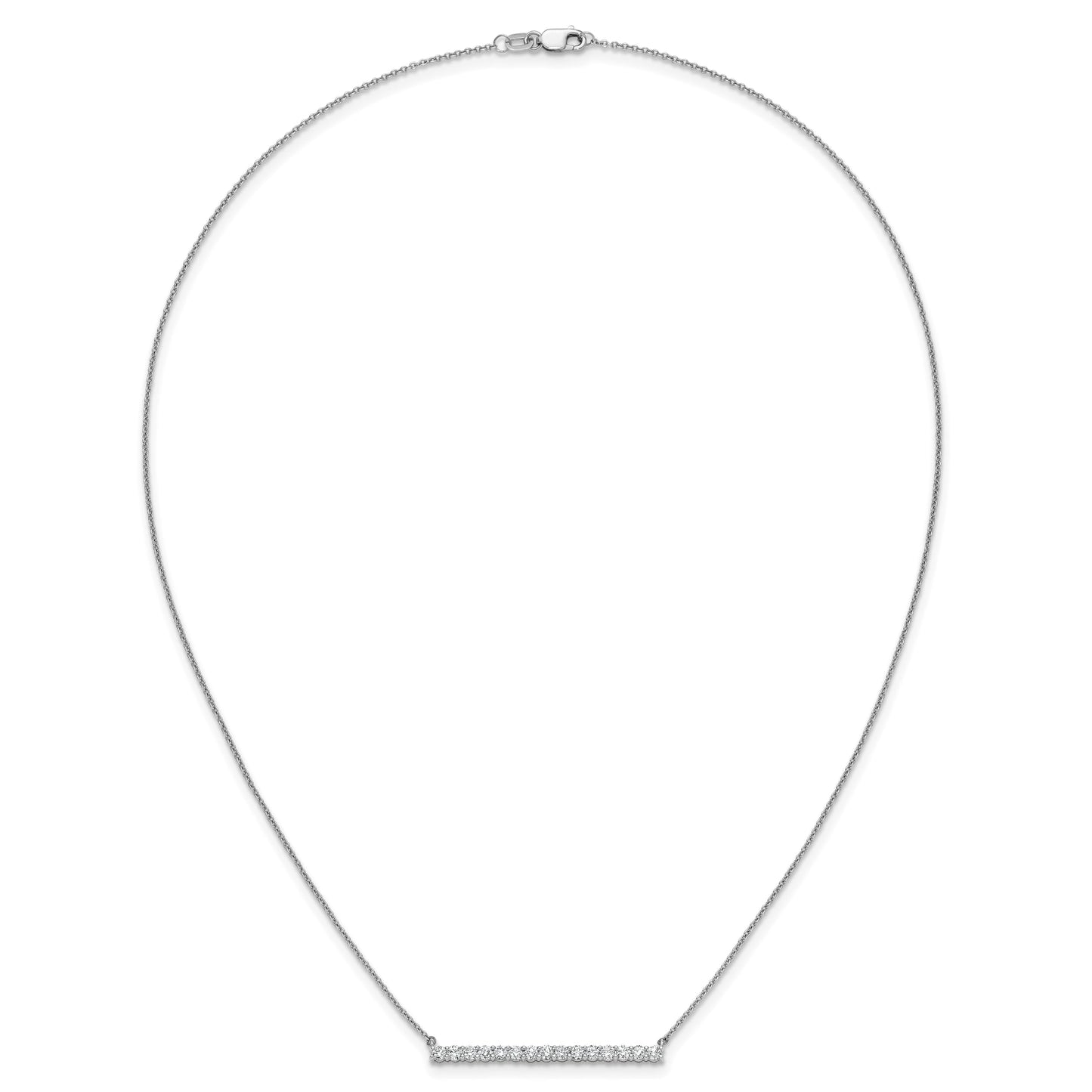 14k White Gold 3/4 carat Diamond Bar 18 inch Necklace