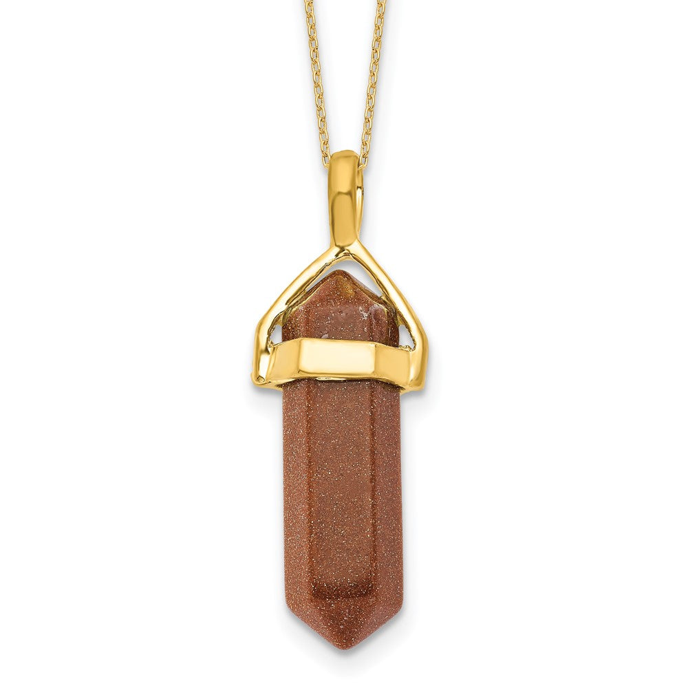 Sterling Silver Gold-tone Goldstone Crystal 18in Necklace