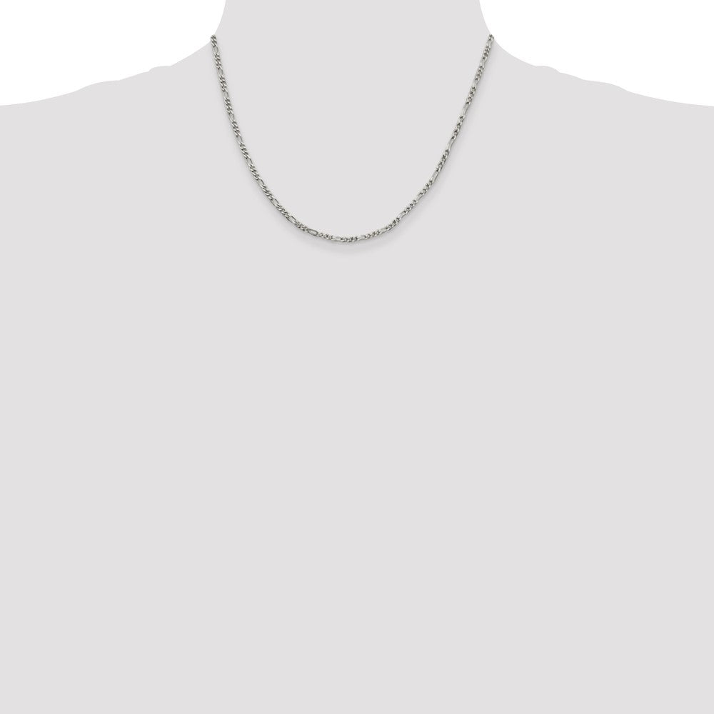Sterling Silver 2.5mm Figaro Chain 18 Inches