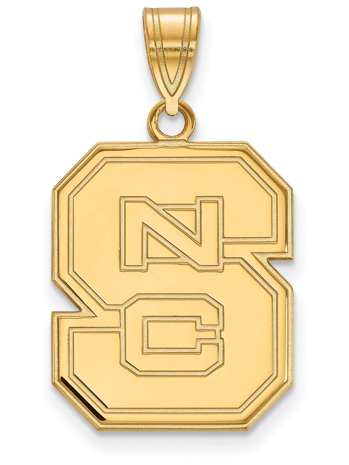 Sterling Silver Gold-plated LogoArt North Carolina State University N-C-S Large Pendant Q-GP004NCS