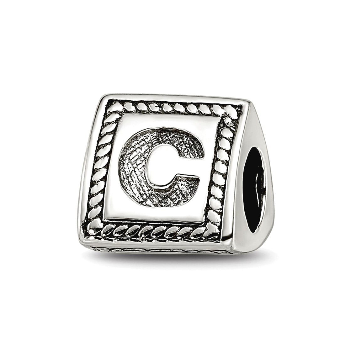 Reflection Beads QRS1429C Sterling Silver Letter C Triangle Block Bead