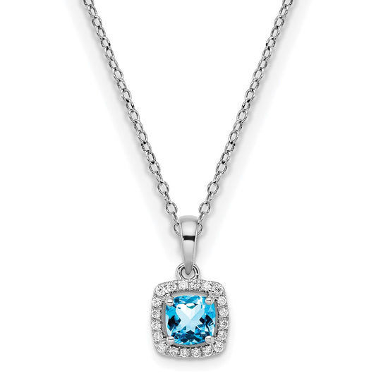 10kw ANT Blue Topaz and Diamond Pendant w/ chain