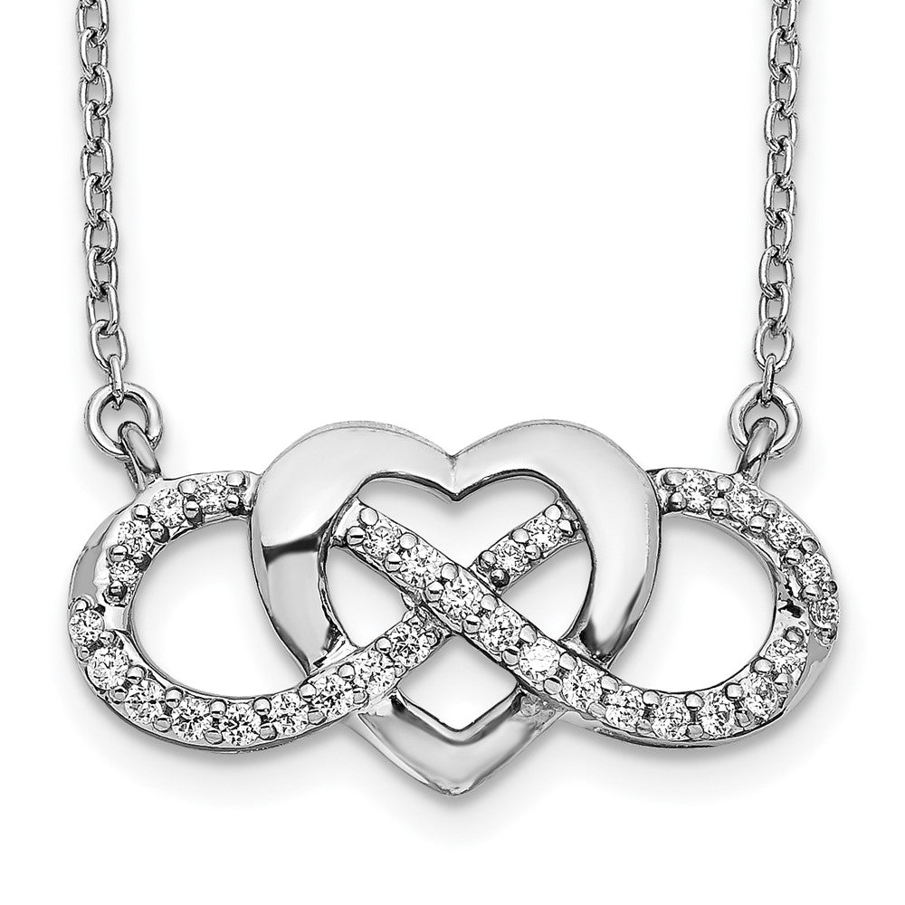 14k White Gold 1/5 carat Lab Grown Diamond VS/SI+ G+ 18 inch Infinity Heart Necklace