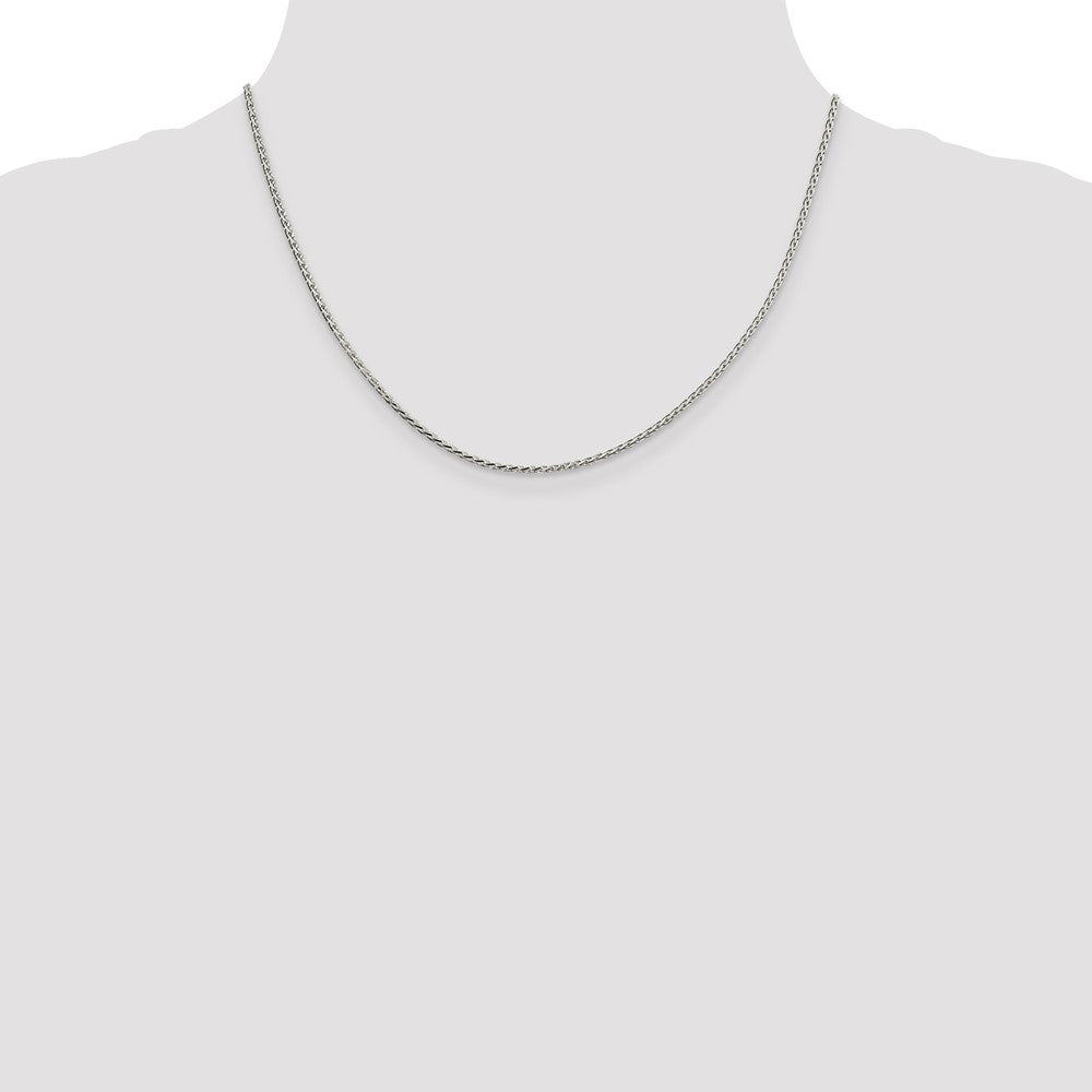 Sterling Silver 1.7mm Diamond-cut Round Spiga Chain 18 Inches