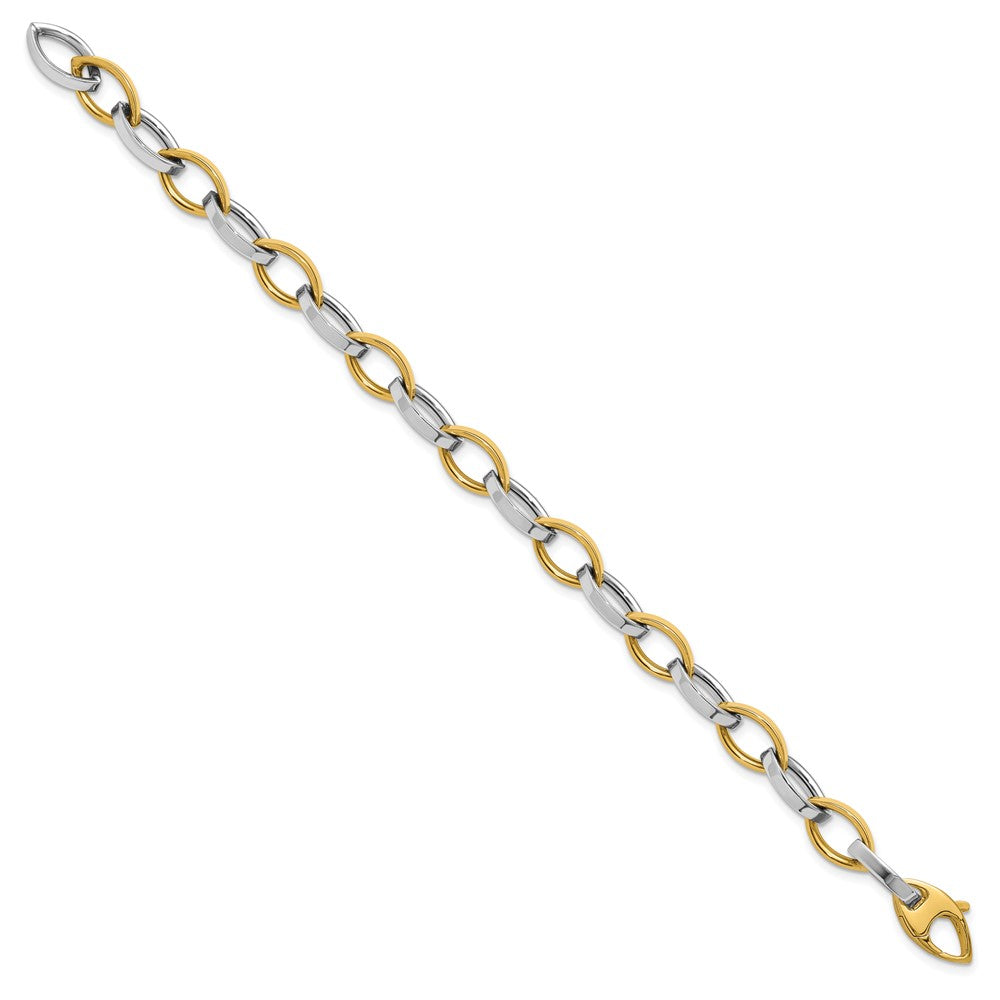 14K Two-Tone Polished Link Bracelet 7.5  inches