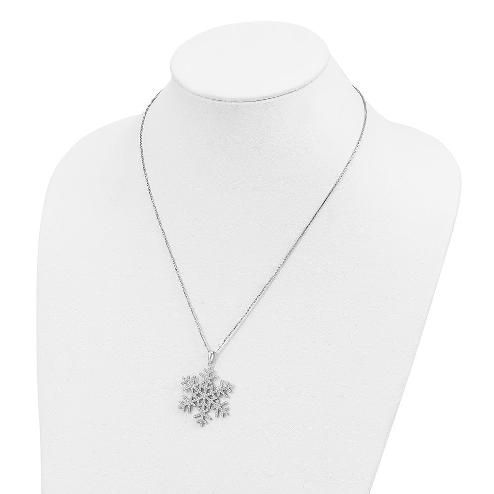 Brilliant Embers Sterling Silver Rhodium-plated 205 Stone 18 inch Micro Pav‚ CZ Snowflake Necklace with 2 Inch Extender 18 Inches