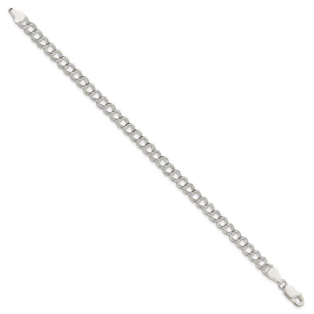 Sterling Silver 5.25mm Solid Double Link Charm Bracelet 8 inches
