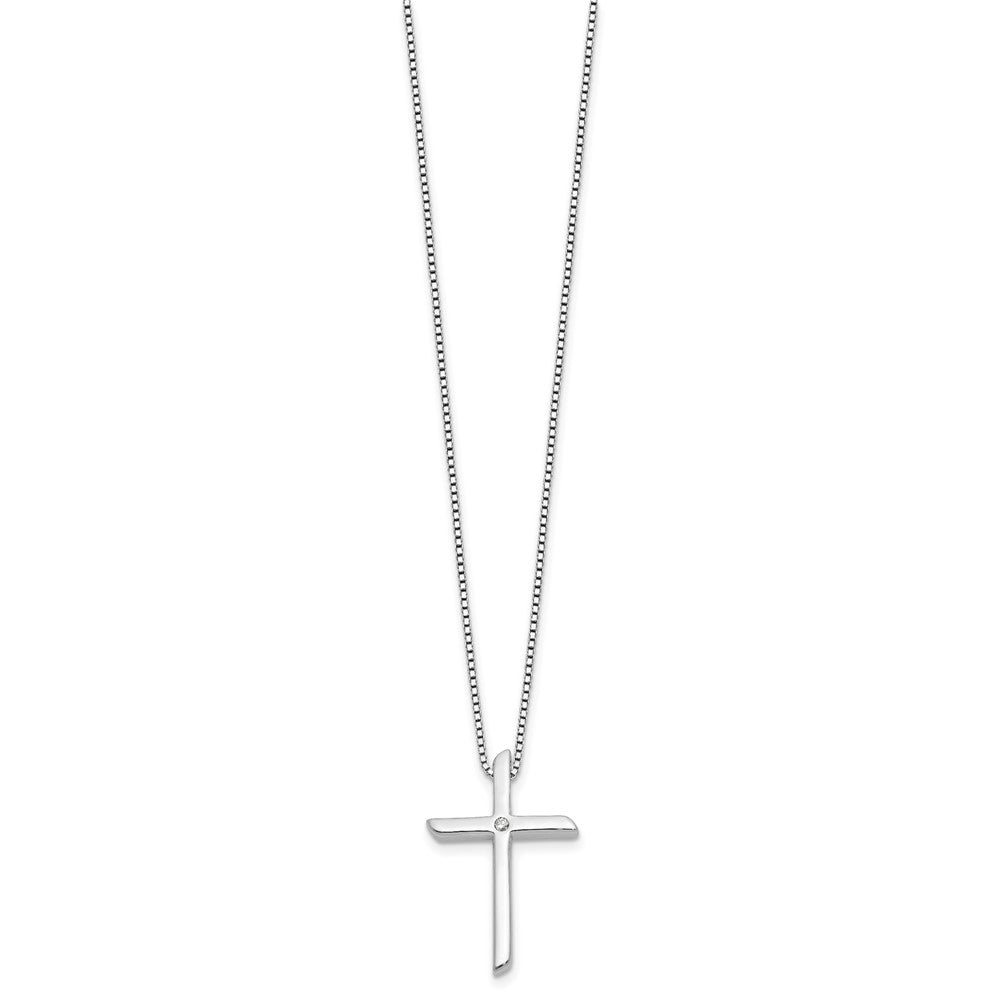White Ice Sterling Silver Rhodium-plated 18 inch Diamond Cross Necklace plus 2 inch Extender 18 Inches