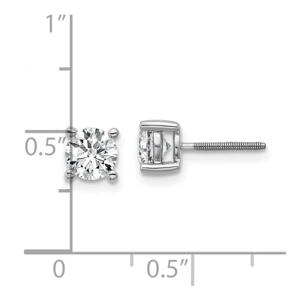 14k White Gold 1 ctw Certified Lab Grown Diamond VS/SI+ G+ Round 4 Prong Heavy Wt. Screwback Stud Earrings