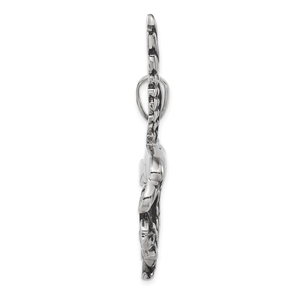 Stainless Steel Polished and Antiqued Eagle Pendant