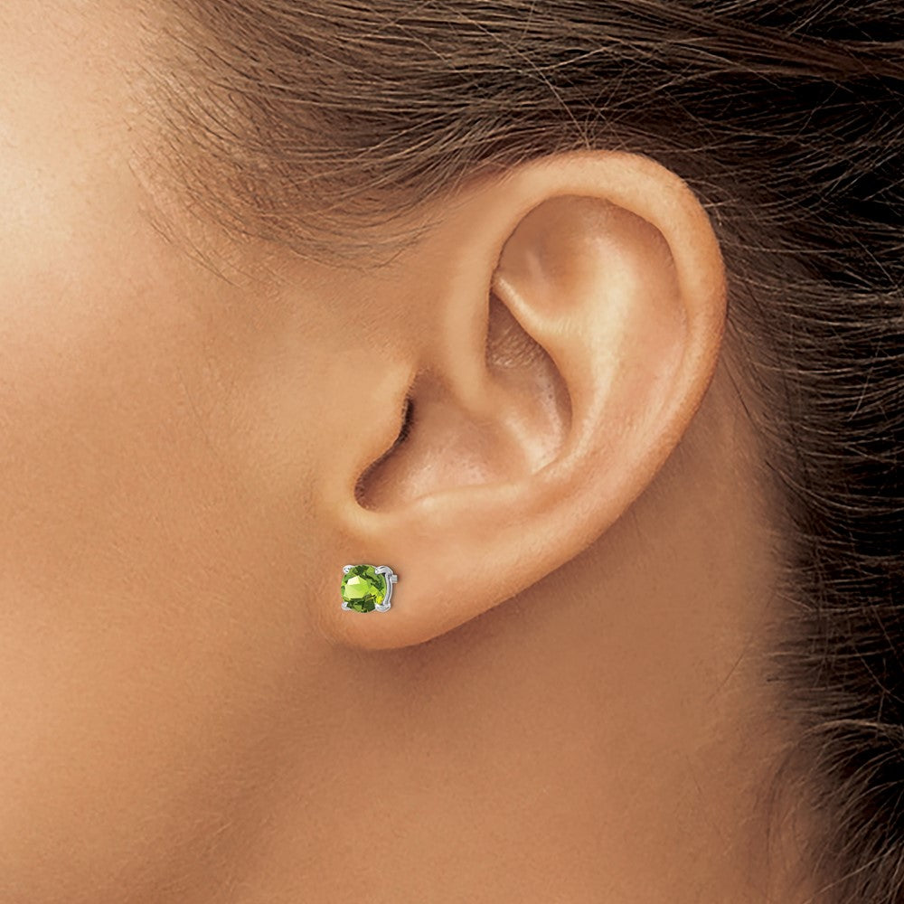 14k White Gold Round Peridot Earrings