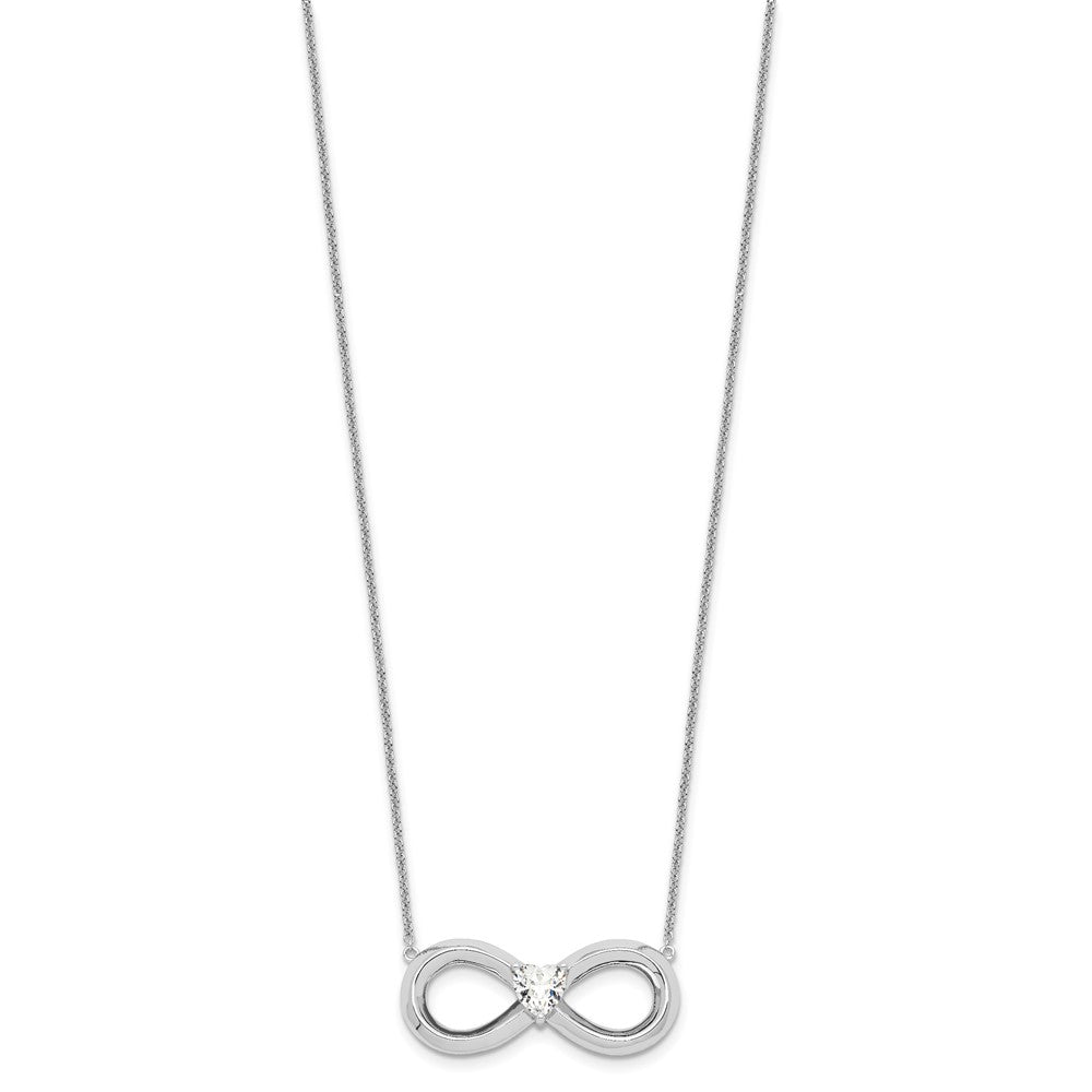 Sentimental Expressions Sterling Silver Rhodium-plated CZ Antiqued Forever 19in. Necklace 18 Inches