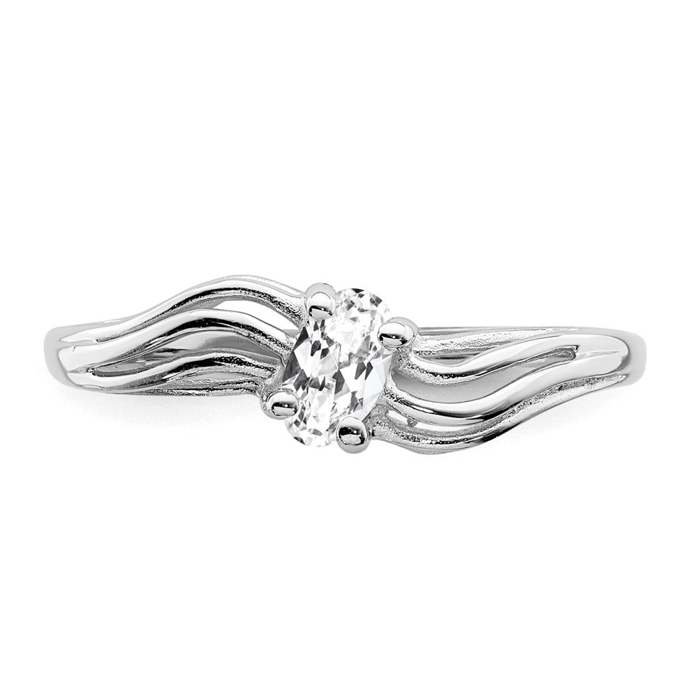 14k White Gold 5x3mm Oval Cubic Zirconia ring