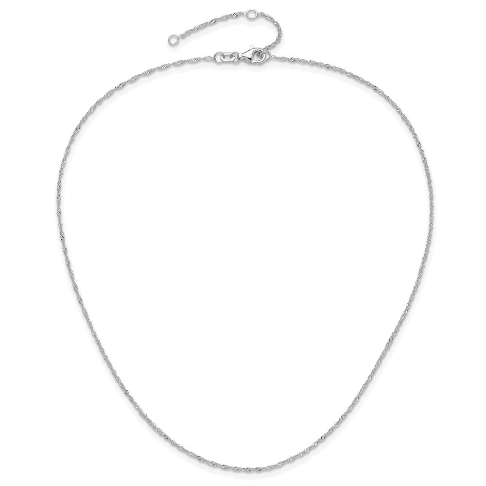 10k White Gold  1.25mm Singapore 1in+1in Adjustable Chain