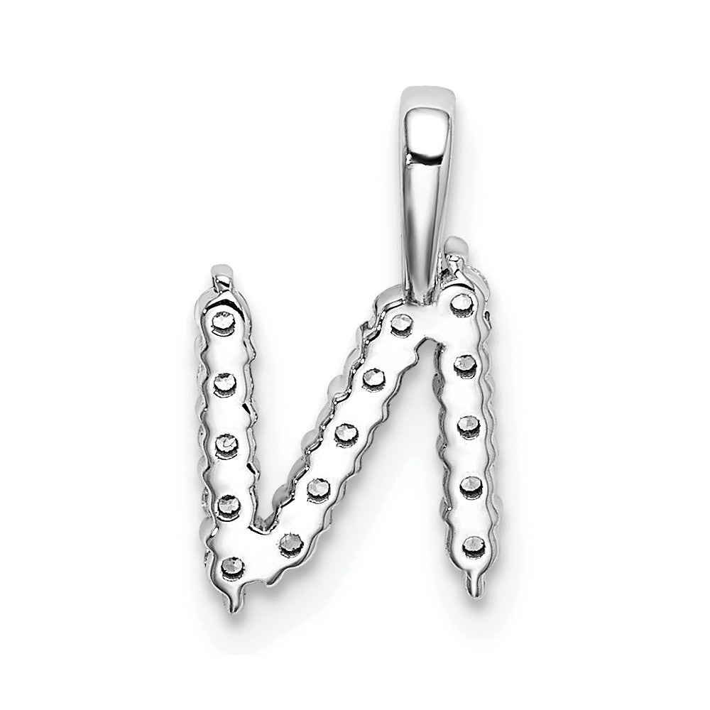 14k White Gold 1/6 carat Lab Grown Diamond VS/SI+ G+ Letter N Initial Pendant