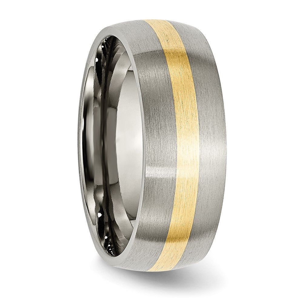 Titanium Brushed w/14k Yellow Inlay 8mm Band Size - 12.5