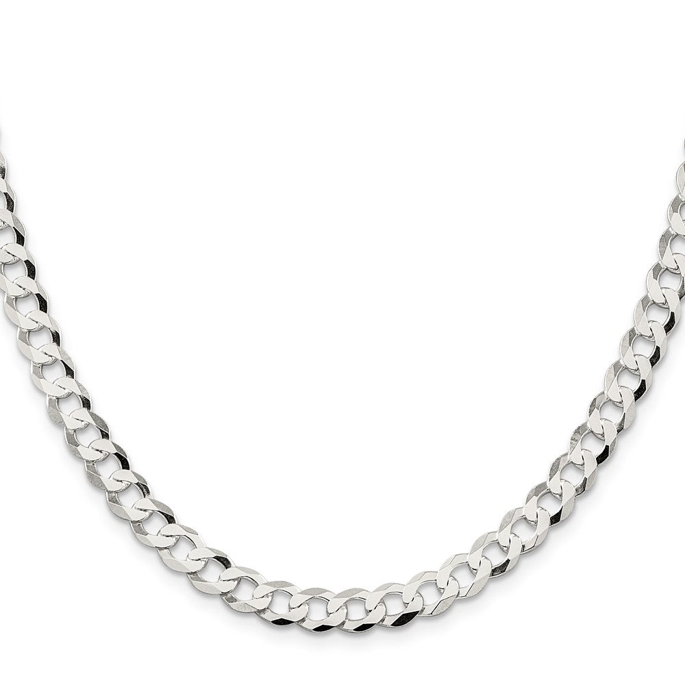 Sterling Silver 6.8mm Flat Curb Chain 24 Inches