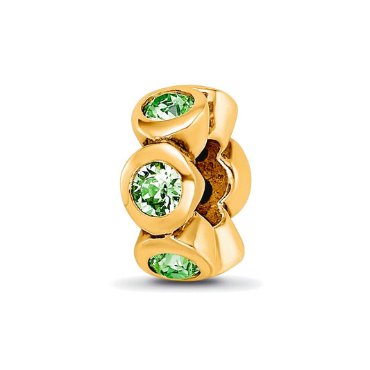 Sterling Silver Gold-plated Reflections Aug Green Preciosa Crystal Bead