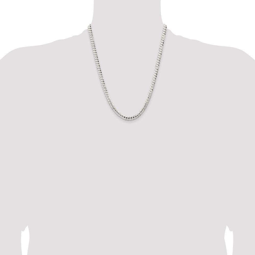 Sterling Silver 5.65mm Concave Beveled Curb Chain 22 Inches