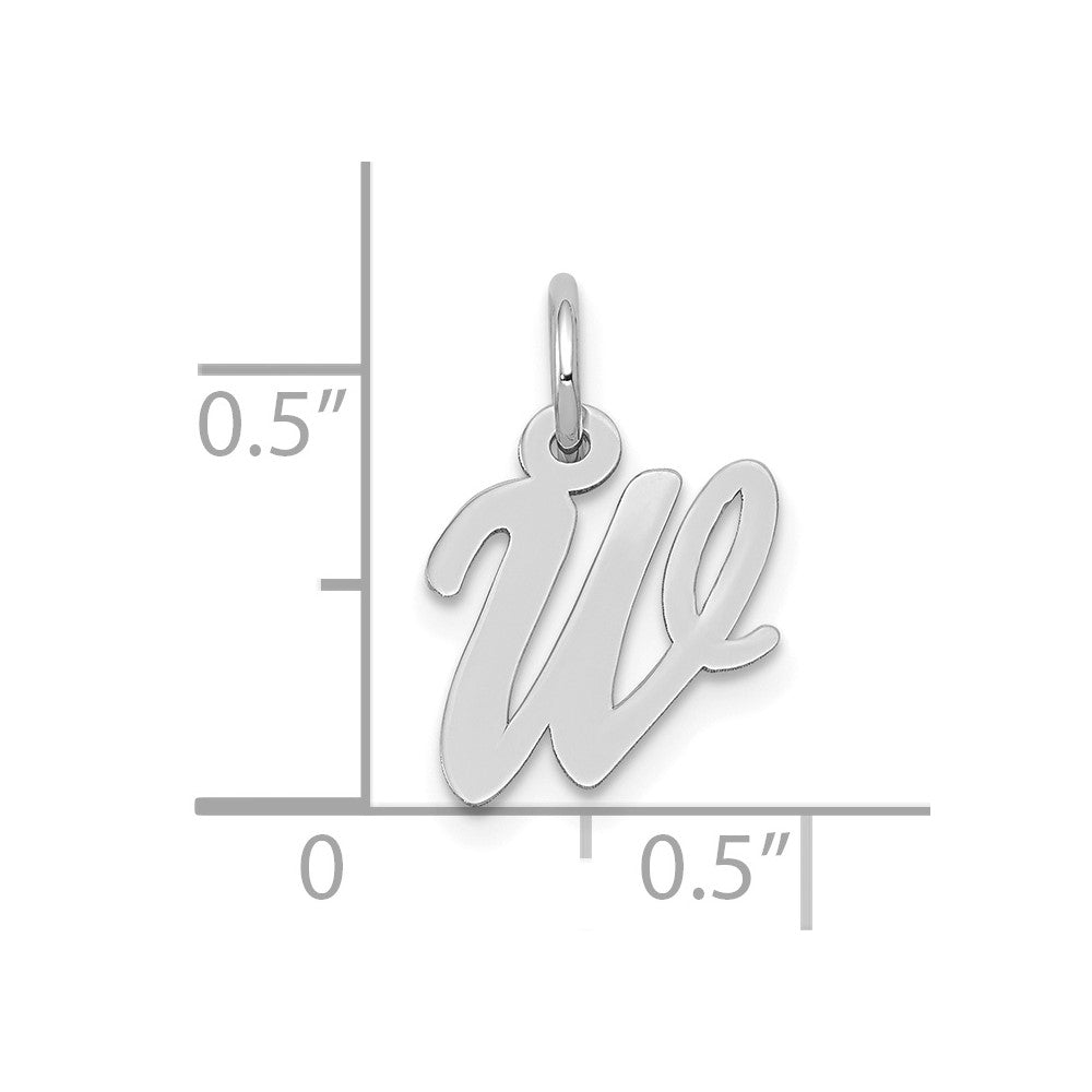 10k White Gold Small Script Initial W Charm