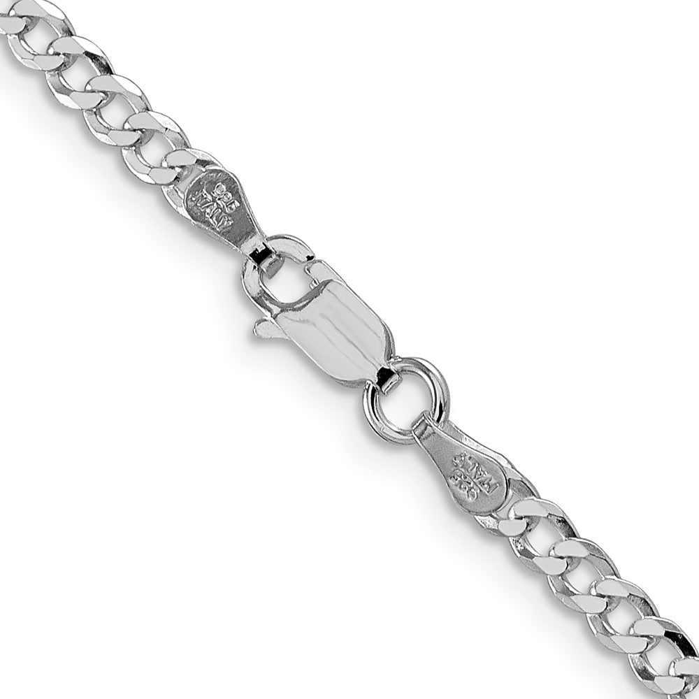 Sterling Silver Rhodium-plated 3.2mm Beveled Curb Chain 22 Inches