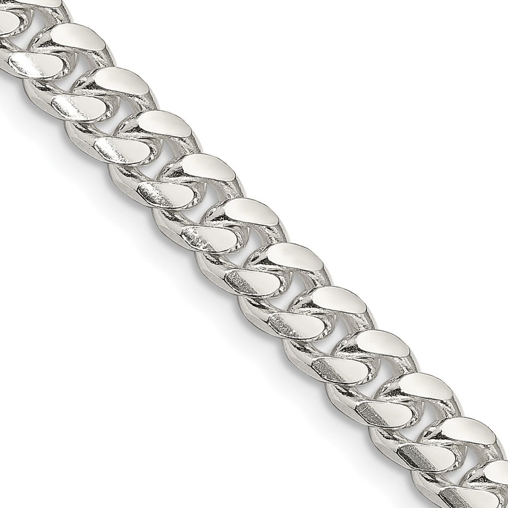 Sterling Silver 7mm Domed w/ Side D/C Curb Chain 26 Inches