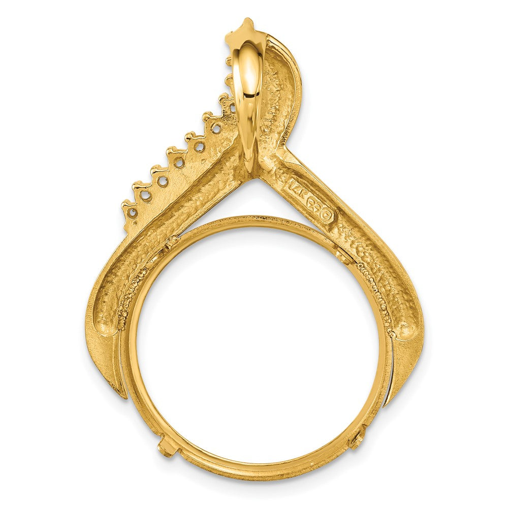 Wideband Distinguished Coin Jewelry 14k Polished Diamond Teardrop 21.6mm Prong Coin Bezel Chain Slide Pendant Mounting