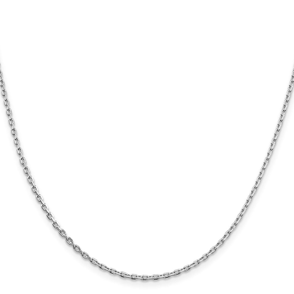 Sterling Silver Rhodium-plated 2mm Beveled Oval Cable Chain 24 Inches