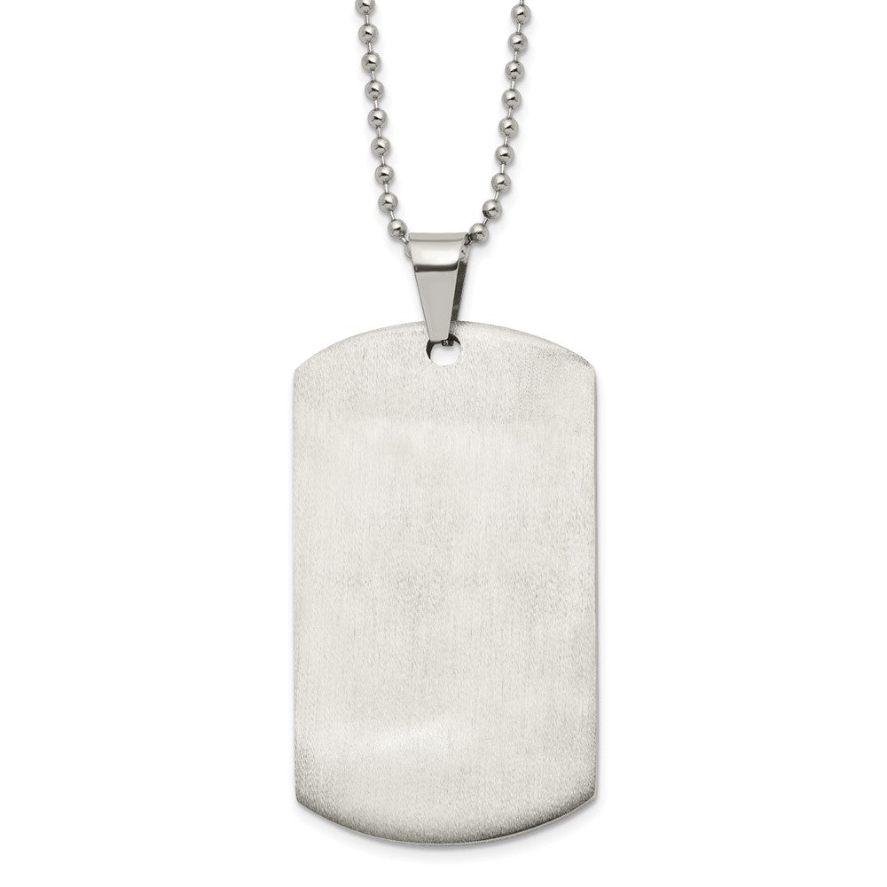 Stainless Steel Brushed & Polished Round Edge XLarge 4mm DogTag Necklace