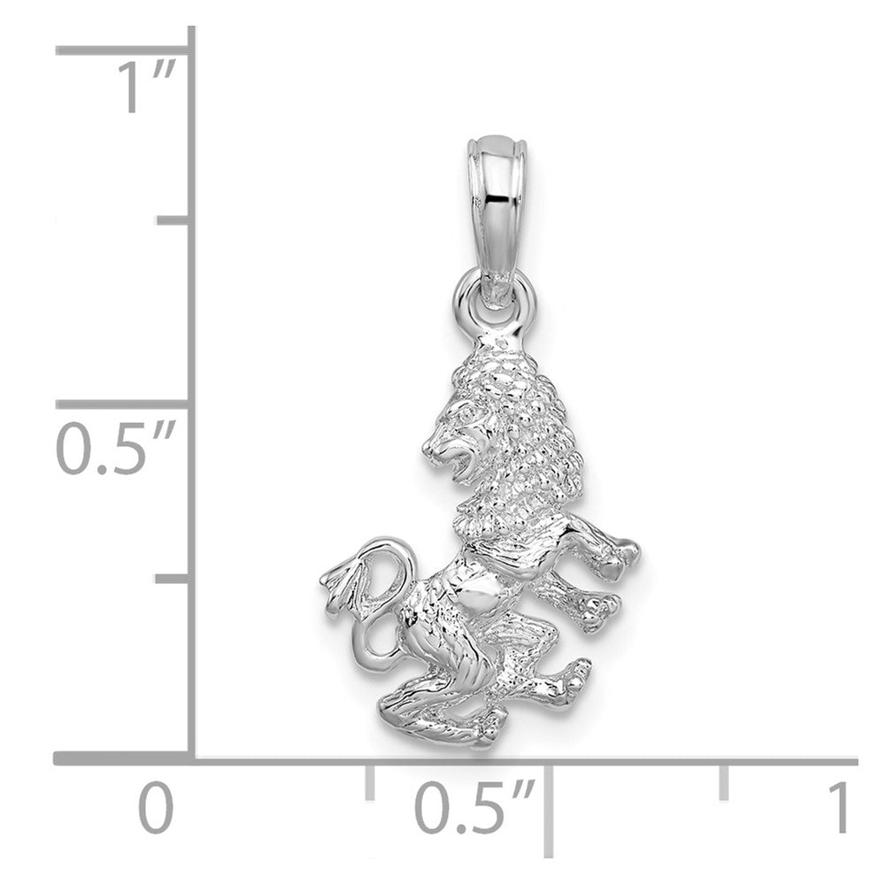 De-Ani Sterling Silver Rhodium-Plated Polished 3D Leo Zodiac Pendant
