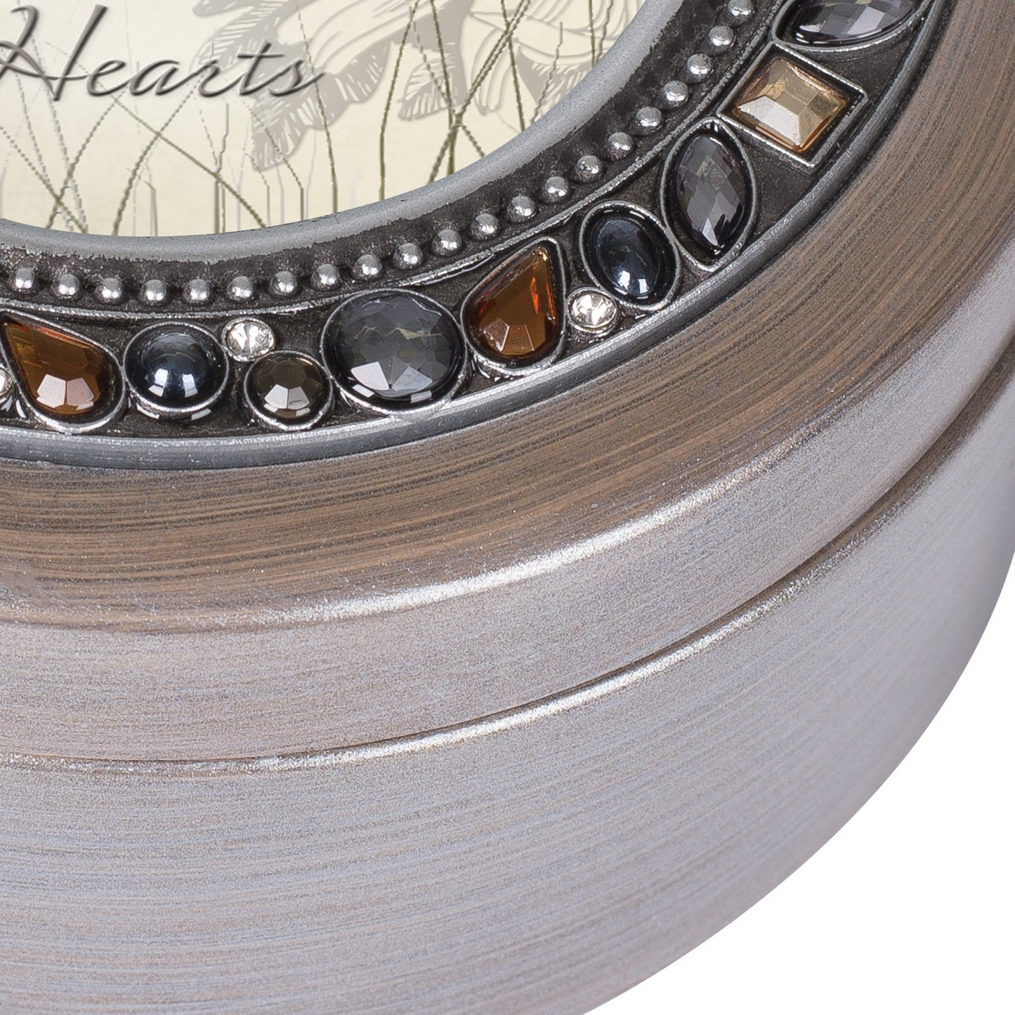 Cottage Garden Granddaughter the Joy and Smile Brushed Silver Round Jeweled Music Box Plays Tune Wonderful World