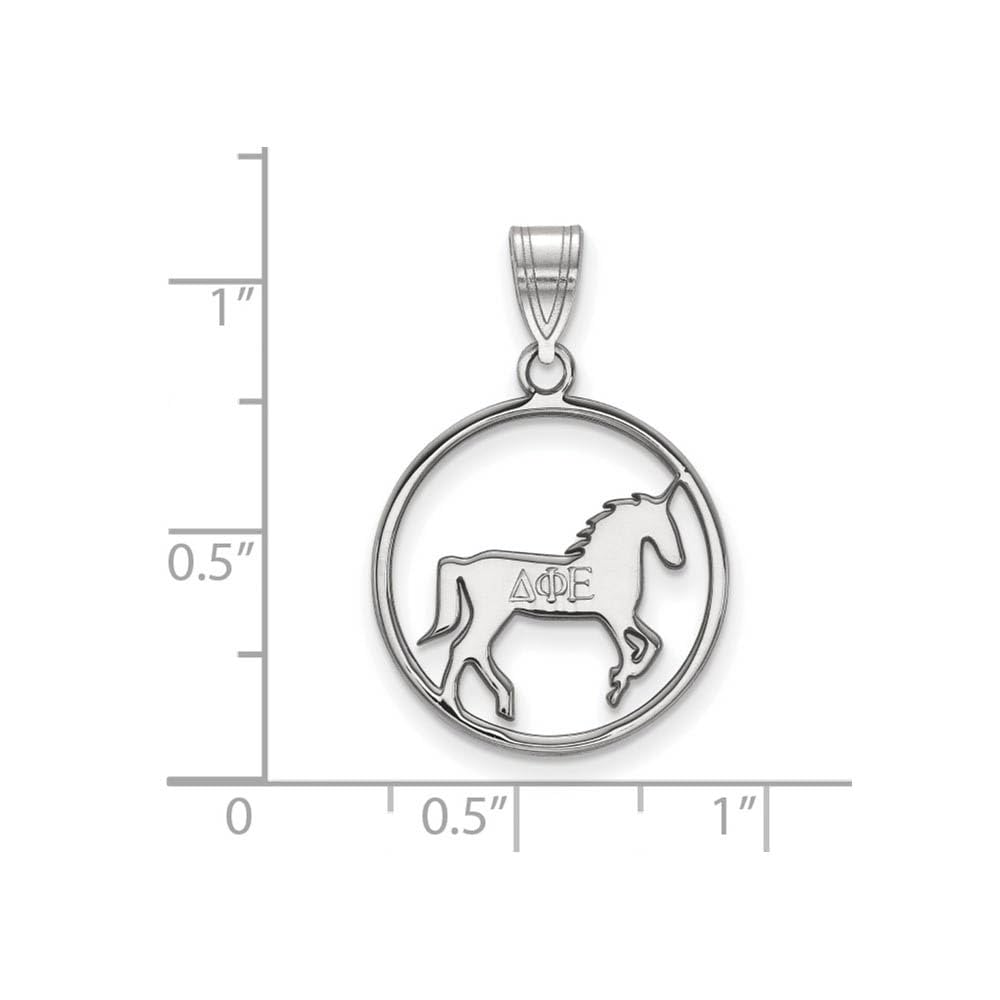 LogoArt Sterling Silver Delta Phi Epsilon Small Circle Pendant Necklace
