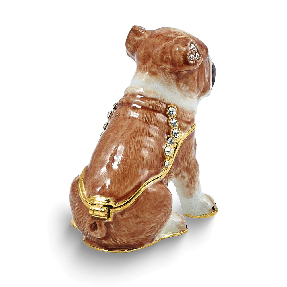 Luxury Giftware by Jere Bejeweled BILLY Bulldog Trinket Box with Matching 18 inch Necklace