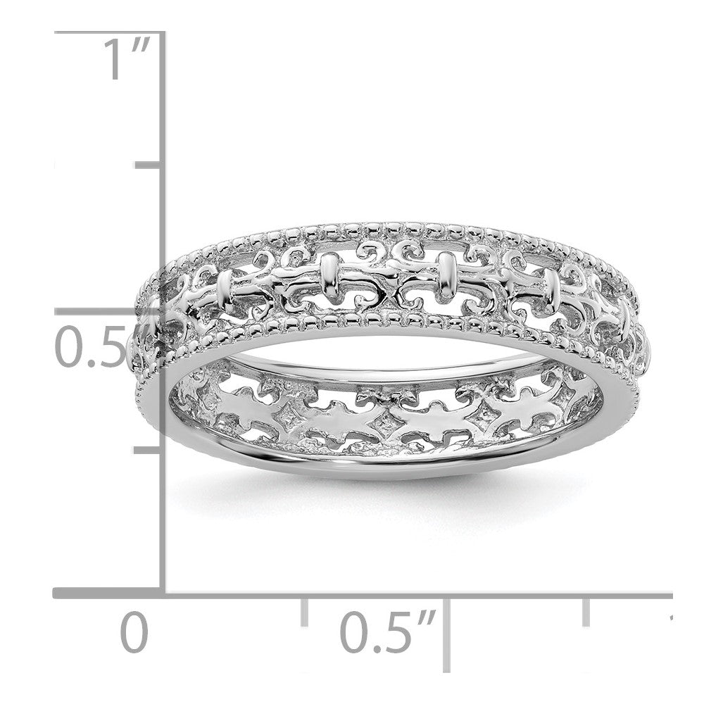 Sterling Silver Stackable Expressions Polished Fleur De Lis Ring Size -7